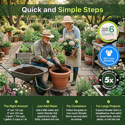 WONDER SOIL | Organic Potting Soil | 12 QUARTS of Ready to Plant Coco Coir Fully Loaded with Nutrients | 3 LBS Bag Expands to 12 Quarts of Indoor Outdoor Soil | Incl Worm Castings, Perlite