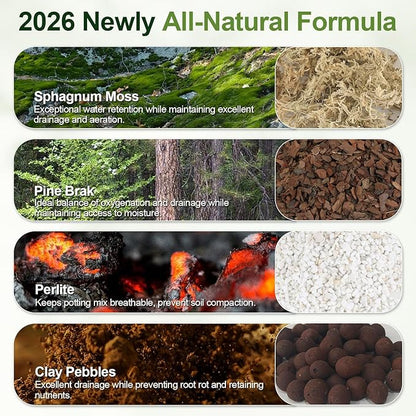 Orchid Bark Potting Mix 29 Quart, Mix Pine Bark, Organic Perlite, Sphagnum Moss and Leca Clay Pebbles for Plants, Orchid Fertilizer Garden Soil for Root Development