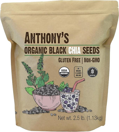 Anthony's Organic Chia Seeds, 2.5 lb, Gluten Free, Vegan, Keto Friendly