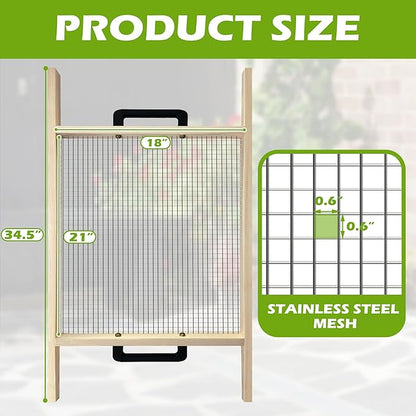 Soil Sifter Large, Garden Rock Sifter, Garden Sifter for Sifting Soil, Worm, Leaves, Loam Soil, Sand and Gravel, Suitable for Wheelbarrow and Handheld