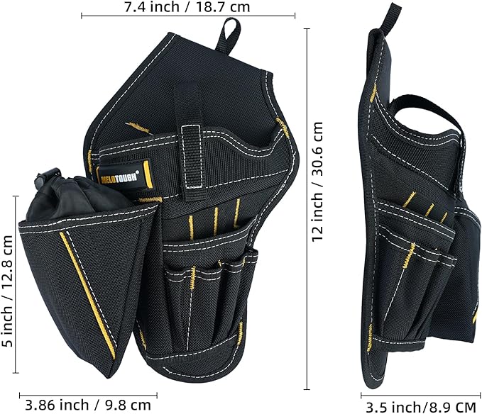 MELOTOUGH Drill Holster Impact Driver Holster with Bit Pouch Heavy Duty Impact Holster for Tool Belt