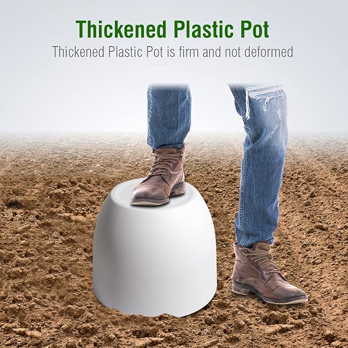 12/10/9 Large Plant Pots, Plastic Planters with Drainage Holes and Saucers for Indoor Outdoor Plants Flowers, White