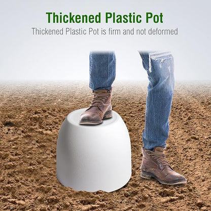 12/10/9 Large Plant Pots, Plastic Planters with Drainage Holes and Saucers for Indoor Outdoor Plants Flowers, White