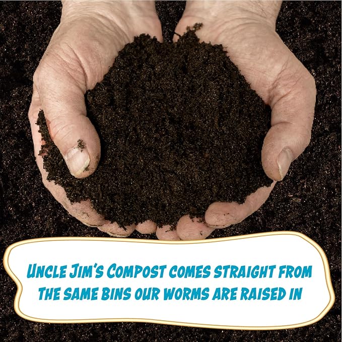 Uncle Jim's Worm Farm Black Gold Worm Castings Compost Fertilizer for Garden Soil | Red Wriggler Earthworm Casting Organic Fertilizer for Plants | Nutrient Rich Fertilizer Solutions | 4 lbs