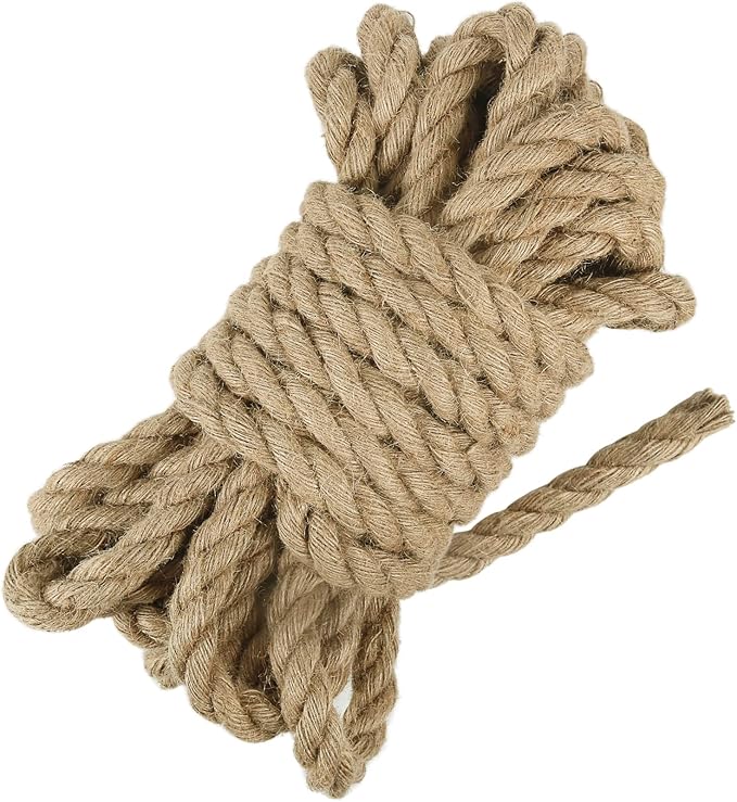 Tenn Well 18mm Jute Rope, 33 Feet Strong and Heavy Duty Twine Rope for Crafting, Gardening, Bundling, Outdoor Decorations