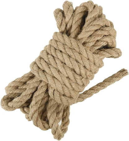 Tenn Well 18mm Jute Rope, 33 Feet Strong and Heavy Duty Twine Rope for Crafting, Gardening, Bundling, Outdoor Decorations