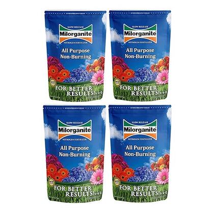 Milorganite All-Purpose Eco-Friendly Slow-Release Nitrogen 6-4-0 Fertilizer, 5 Pound Bag (Pack of 4) - for Lawns, Flowers and Gardens