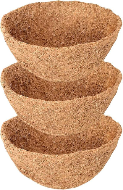 Legigo 3 Pack 14 Inch Hanging Basket Coco Liners Replacement, 100% Natural Round Coconut Coco Fiber Planter Basket Liners for Hanging Basket Flowers/Vegetables
