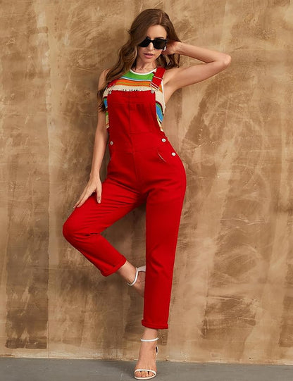 Bib Overalls for Women Fashion Jean Jumpsuit Adjustable Strap Coveralls