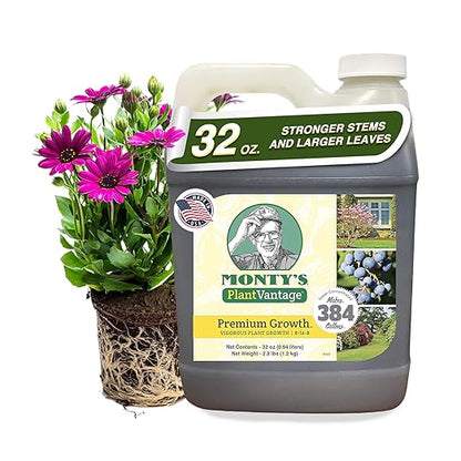 PlantVantage Premium Growth Liquid Plant Food - Liquid Fertilizer for Stronger Stems & Larger Leaves, NPK Fertilizer (8-16-8) with Zinc & Iron, Foliar Spray for Trees, Shrubs & Flower Boost, 32 oz