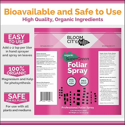 Bloom City Organic SuperGreen Kelp Foliar Spray for Plants, Quart (32 oz)