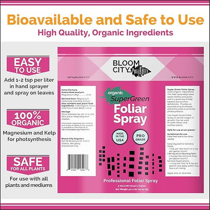 Bloom City Organic SuperGreen Kelp Foliar Spray for Plants, 1/2 Pint (8 oz)