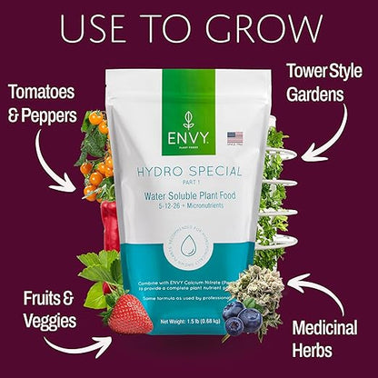 ENVY Hydro Special, Veggie and Herb Combo Kit, 3 Pound - Hydroponic Plant Fertilizer - for Indoor and Outdoor Plants, Professional Grade, Water Soluble, Made in USA