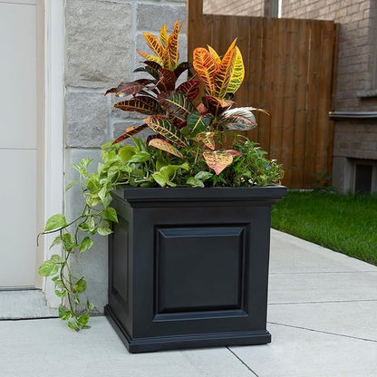 Mayne Nantucket 20-Inch Square Planter – Self-Watering, Weather-Resistant Planter for Flowers – Durable Outdoor Design for Patio, Porch, or Entryway