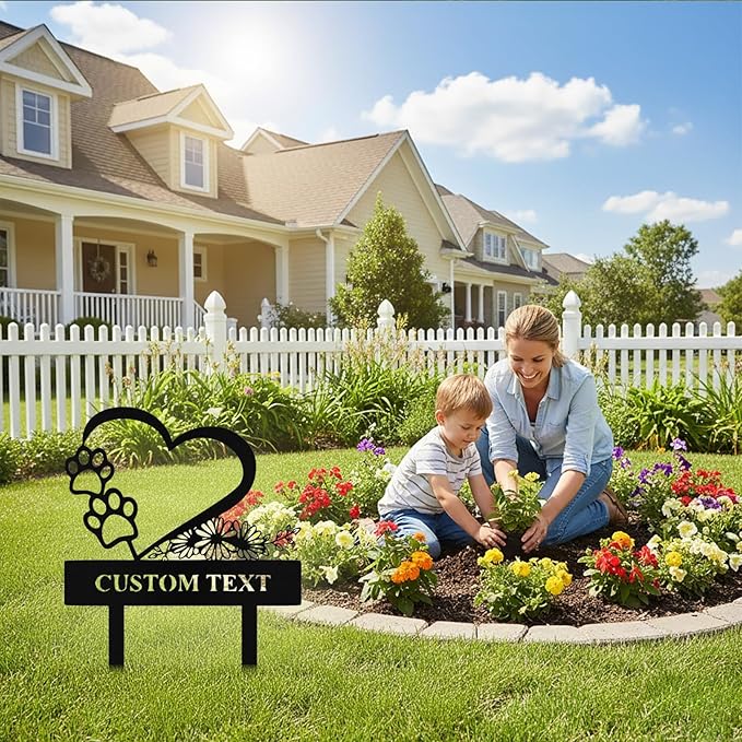 Custom Metal Garden Sign with Stake, Personalized Garden Signs for Outside, Customized Garden Name Signs for Yard Lawn Outdoor Decor Gardening Gifts for Moms Grandmas Gardeners