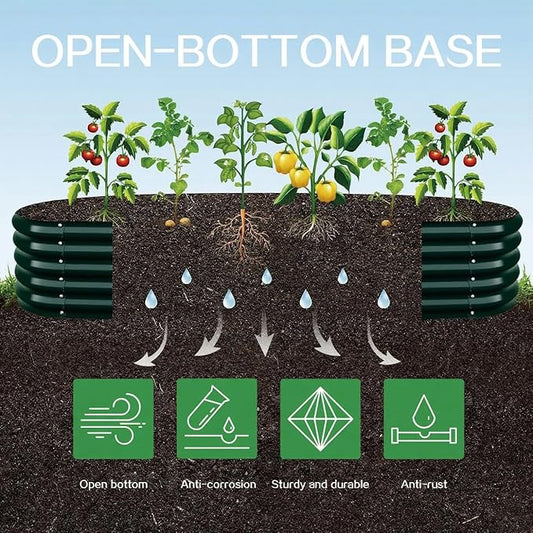 Gardmax Galvanized Raised Garden Bed, Lightweight Planter Boxes Outdoor with Easy Assembly, Large Garden Bed for Vegetables, Fruits, Flower Dark Green 8FT