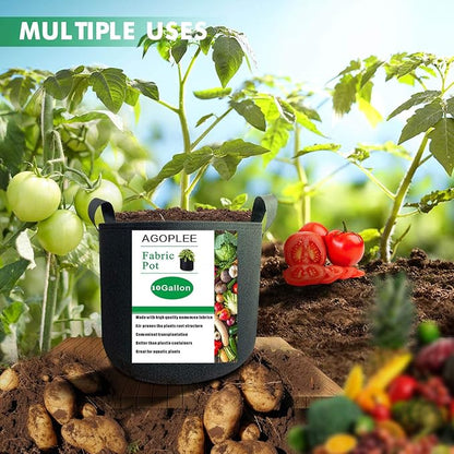 12-Pack 10 Gallon Plant Grow Bags Heavy Duty Thickened Nonwoven Fabric Pots with Handles