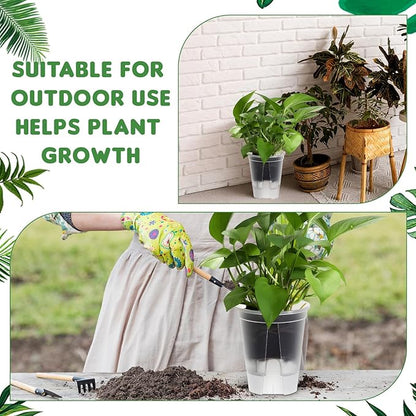 9 Piece Self Watering Pots with Drainage Holes and Deep Reservoir Clear Flower Pots Flexible Plastic Planter Pot for Indoor/Outdoor Plants(4.7'', 5.9'' and 7'')