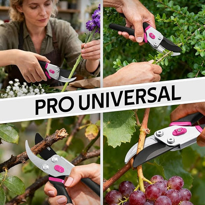VOTREK® Pruning Shears, 8.5” Professional Garden Pruner with Jam-Proof Spring & Ever-Sharp SK5 Blade, Ergonomic Bypass Clippers for Rose, Tree, Heavy Duty Bonsai Scissor for Weak Hand