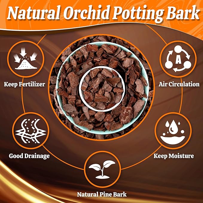 AVALUTION Orchid Potting Bark-9QT Organic Orchid Bark for Plants, All Natural Pine Bark Wood Chips for Houseplant Mulch, Orchid Plants Root Development, Mulch for Potted Plants