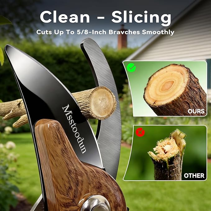 Bypass Pruning Shears with 5/8-Inch Cut Capacity, Sharp SK5 Blade Garden Pruners for Flowers, Shrubs & Branches