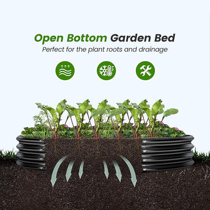 Land Guard 3×3×1ft Galvanized Raised Garden Bed Kit, Round Galvanized Planter Raised Garden Boxes Outdoor, Large Metal Raised Garden Beds for Vegetables, Grey