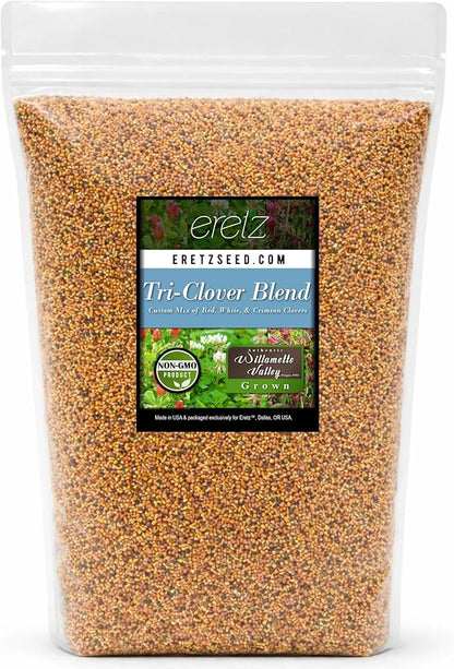 Tri-Clover by Eretz - Three Part Blend of Clovers Providing Beauty, Cover, and Natural Attractant. No Coatings or Fillers, Premium Seeds (5lb)