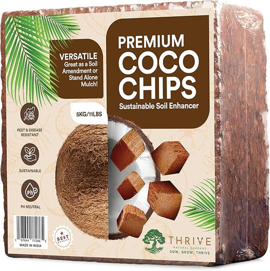 Coco Coir Chips Brick for Plants (11lb) – Washed, Compressed Coconut Husk Chips Expands to 50L / 1.8 cu ft for Orchids, Soil Mixes, Mulch & Reptile Bedding
