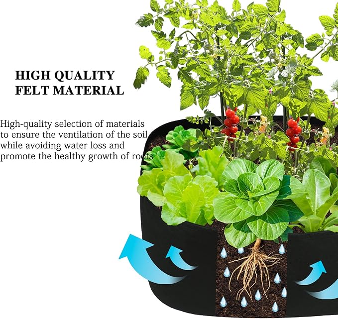 Firlar Fabric Raised Garden Bed, Fabric Raised Planting Bed Grow Bag, Fabric Pots Planting Pots for Herb Plants Flowers Vegetables, Black (35.4x35.4 Inch)