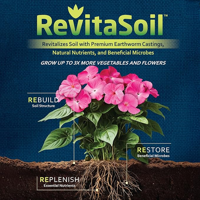 Earth Science RevitaSoil, 4 lb - Organic Soil Revitalizer - Earthworm Castings (Worm Castings) Plus Natural Nutrients & Biology - Grow 3X More, Amendment for Gardens, Potted Plants, Raised Garden Beds
