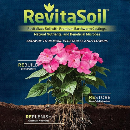 Earth Science RevitaSoil, 4 lb - Organic Soil Revitalizer - Earthworm Castings (Worm Castings) Plus Natural Nutrients & Biology - Grow 3X More, Amendment for Gardens, Potted Plants, Raised Garden Beds