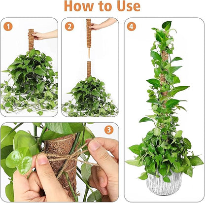 【2 Pack】 JJGoo Moss Pole, 2 Coco Coir Totem Poles Extending to 29 Inches, Plant Support Stick for Indoor Plants Climbing Plants Monstera, Sphagnum, Pothos