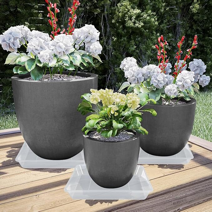 Square Plant Saucer 14 Inch 5 Pack, Sturdy Clear Plastic Flower Plant Pot Saucer, Square Planters for Indoors and Outdoors Plants, Garden Plant Saucers for Pots Plant Trays.