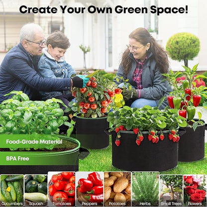 5-Pack 3 Gallon Grow Bags Heavy Duty Container Thickened Nonwoven Fabric Plant Pots with Handles