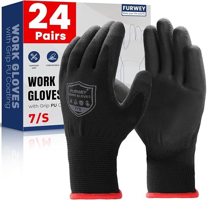 Safety Work Gloves-16/32 Pairs, Micro Foam Nitrile Coated Glove,Seamless Knit Nylon Gloves for Men Women（S-XL
