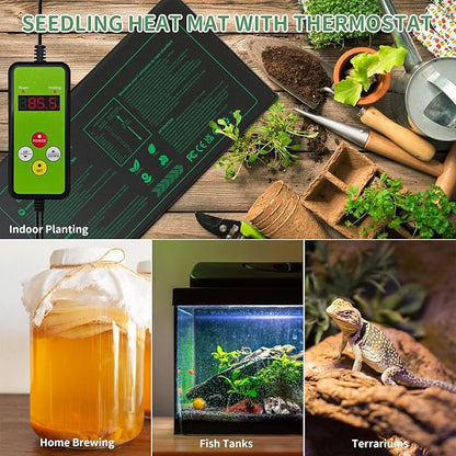 Seedling Heat Mat with Temperature Controller | Waterproof Heating Pads | Seed Germination Heating Mat 10 x 20.75 Inch