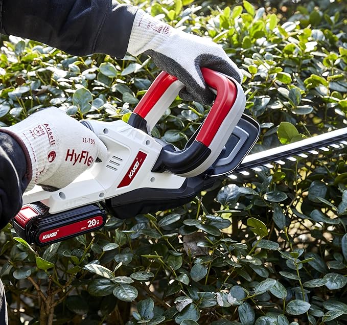 KAKEI 20V Cordless Hedge Trimmer with 520mm Blade & 40Min Runtime | Adjustable 5-Angle Swivel Handle, Lightweight Aluminum Body, Blade Guard for Effortless Trimming
