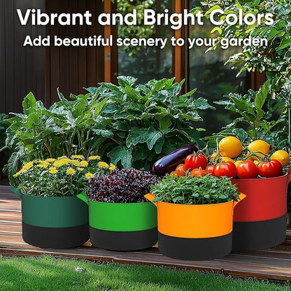 5-Gallon Grow Bags: 6 Pack Heavy Duty 350G Thickened Fabric Pots Nonwoven Felt Garden Bags for Growing Vegetable Fruit Flower with Plant Labels