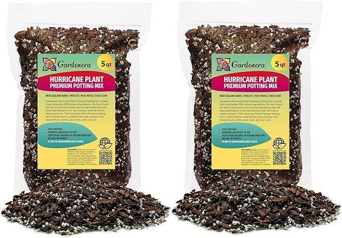 GARDENERA Hurricane Plant Planting Mix - Promotes Steady Growth and Lush Leaves - 10 Quart (2 Bags of 5 Quart)
