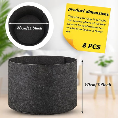 Yinder 8 Pack 12 x 8 Inch Pond Plant Pots Lily Plant Pot Garden Aquatic Plant Pots for Pond 5 Gallon Grow Bags Black Fabric Pots Floating Plant Containers for Lily Planting Aquatic Plants
