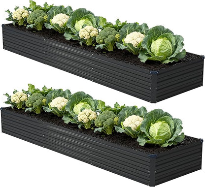 12x2x1ft(2 Pack) Galvanized Raised Garden Bed,Outdoor Planter Box Metal Patio Kit Planting Bed for Vegetables Flowers Herb,Black