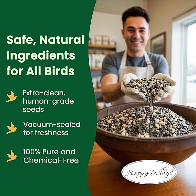Happy Wings No Grow Bird Seed Mix Pack of 2 (5lb x 2 = 10lb) - Songbird Bird Seed with Sunflower, Safflower & Peanuts - No Mess Birdseed for Outside Feeders - Suitable Birdseed for Wild Birds