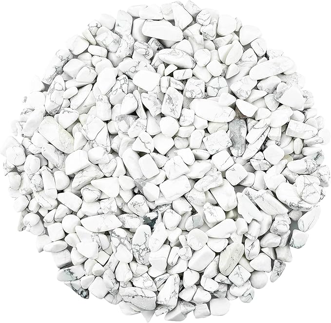 ZHIYUXI Howlite Crystal Chips Bulk Fish Tank Decorations Aquarium Rocks Gravel Vase Filler Stones Crystals for Candle Making Witch Kit Gravel for Plants Quartz Sand Gemstone 0.44 lbs