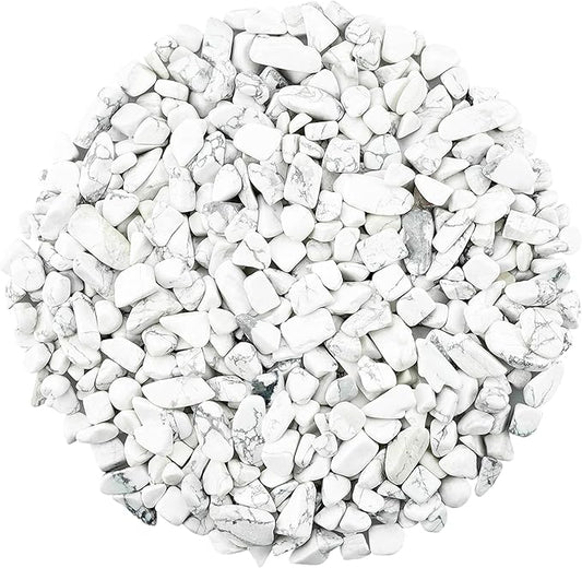 ZHIYUXI Howlite 1lb Crystal Chips Bulk Fish Tank Decorations Aquarium Rocks Gravel Vase Filler Stones Crystals for Candle Making Witch Kit Gravel for Plants Quartz Sand Gemstone Terrarium Supplies