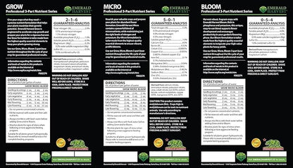 Emerald Harvest Grow, Micro, Bloom Fertilizer Combo, 0.95 L