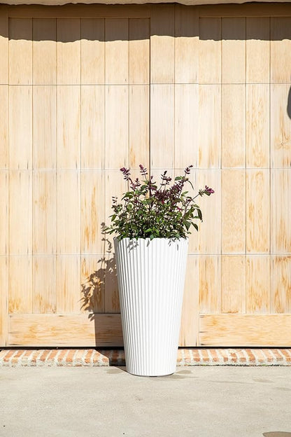 Veradek Demi Series Tall Planter for Porch, Patio, Backyard | Durable Plastic-Concrete Material | Modern Décor for Tall Plants, Grasses