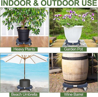 Plant Caddy Stand with 360° Wheels Adjustable 15-22 Inch Rolling Plant Stand Heavy Duty Large Plant Cart Dolly with Casters 440lbs Capacity for Large Planter, Garden Pot, Flower Pot, Blue, 1 Pack