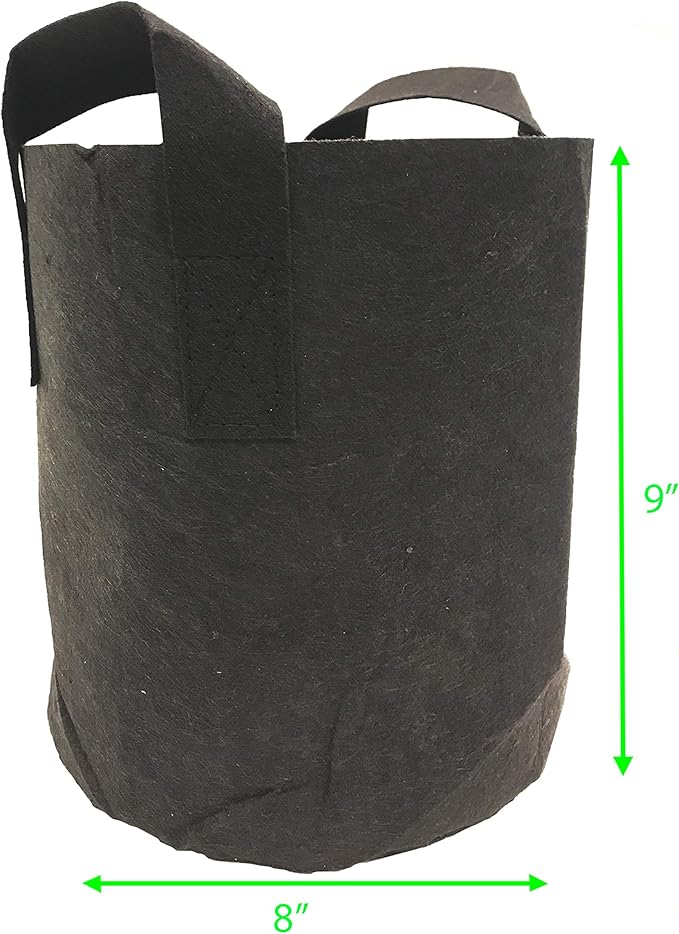 Viagrow Grow Bags/Aeration Fabric Pots with Handles (5 Pack), 2 Gallon, Black (Model: V2GAPOT-5)