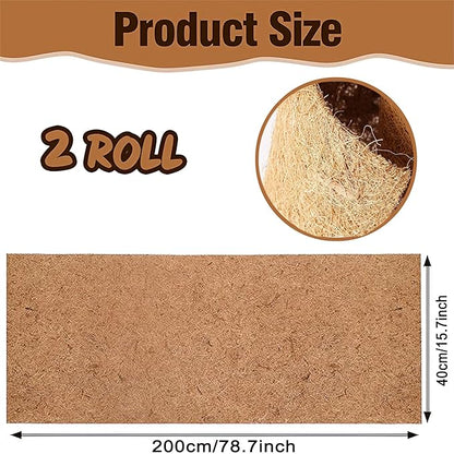 2 Rolls 15.7x78.7inch Natural Coco Coir Fiber Liner Roll Sheet, Coconut Fiber Pad, for Planter Flower Basket Liner Garden Decoration Animal Pet Pad
