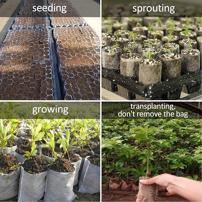 Augshy 200PCS 3.5x4.7 Inches Non-Woven Plant Grow Bags, Breathable Nursery Growing Pots Plant Grow Bags for Seedling Starter, Garden Planting Cultivation